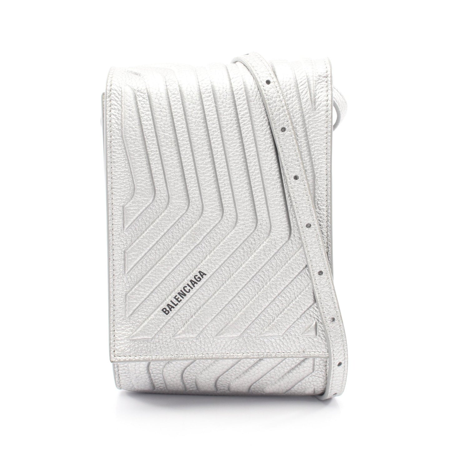 カーフォンホルダー ショルダーバッグ レザー シルバー バレンシアガ バッグ BALENCIAGA