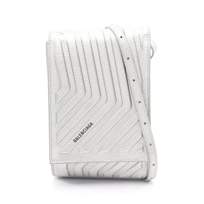 カーフォンホルダー ショルダーバッグ レザー シルバー バレンシアガ バッグ BALENCIAGA