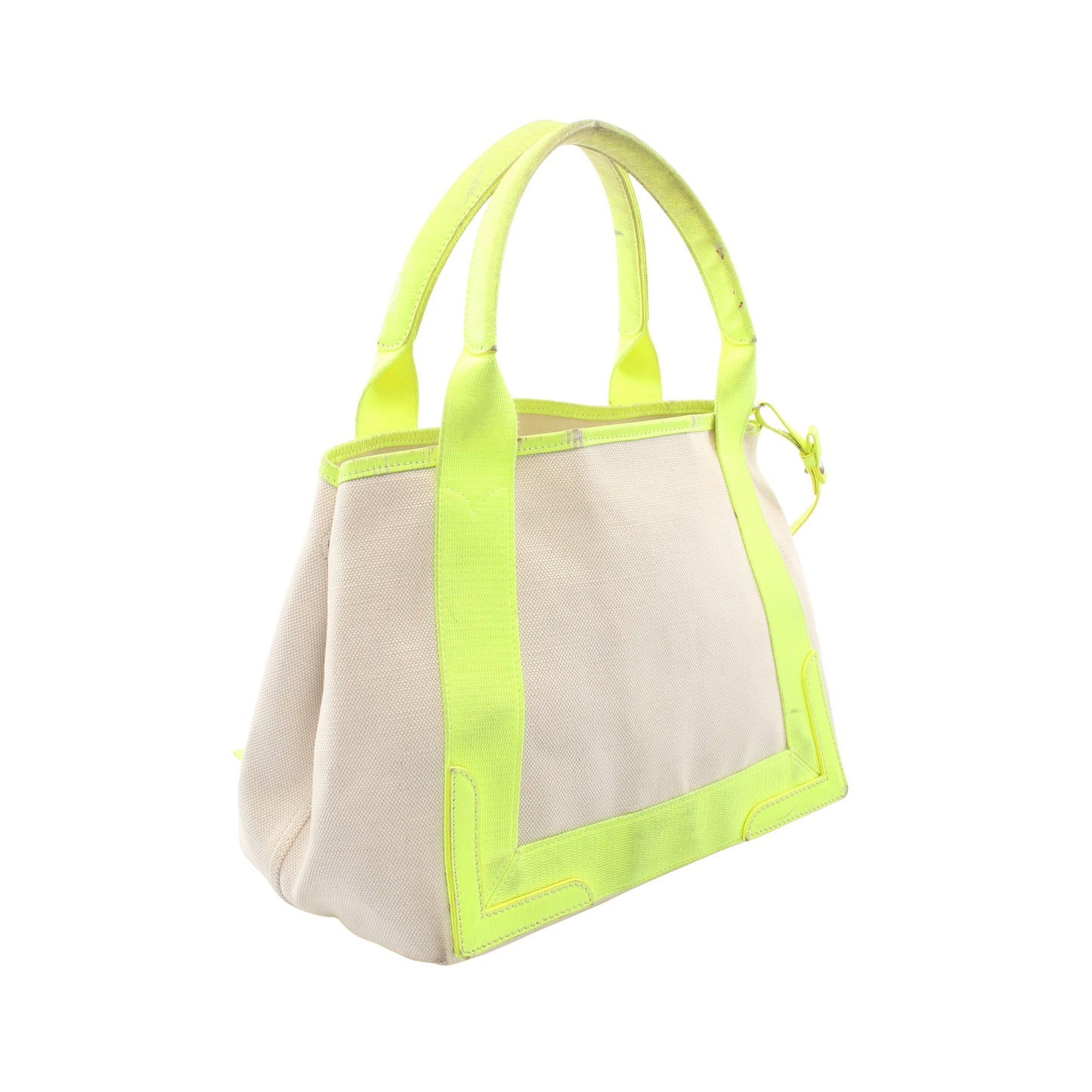 NAVY CABAS S ネイビーカバ ハンドバッグ トートバッグ キャンバス レザー オフホワイト イエロー バレンシアガ バッグ BALENCIAGA