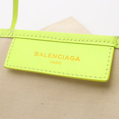 NAVY CABAS S ネイビーカバ ハンドバッグ トートバッグ キャンバス レザー オフホワイト イエロー バレンシアガ バッグ BALENCIAGA