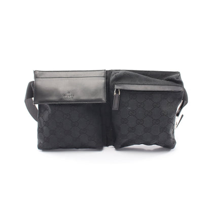 GGキャンバス ボディバッグ キャンバス レザー ブラック グッチ バッグ GUCCI