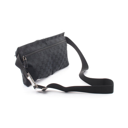 GGキャンバス ボディバッグ キャンバス レザー ブラック グッチ バッグ GUCCI