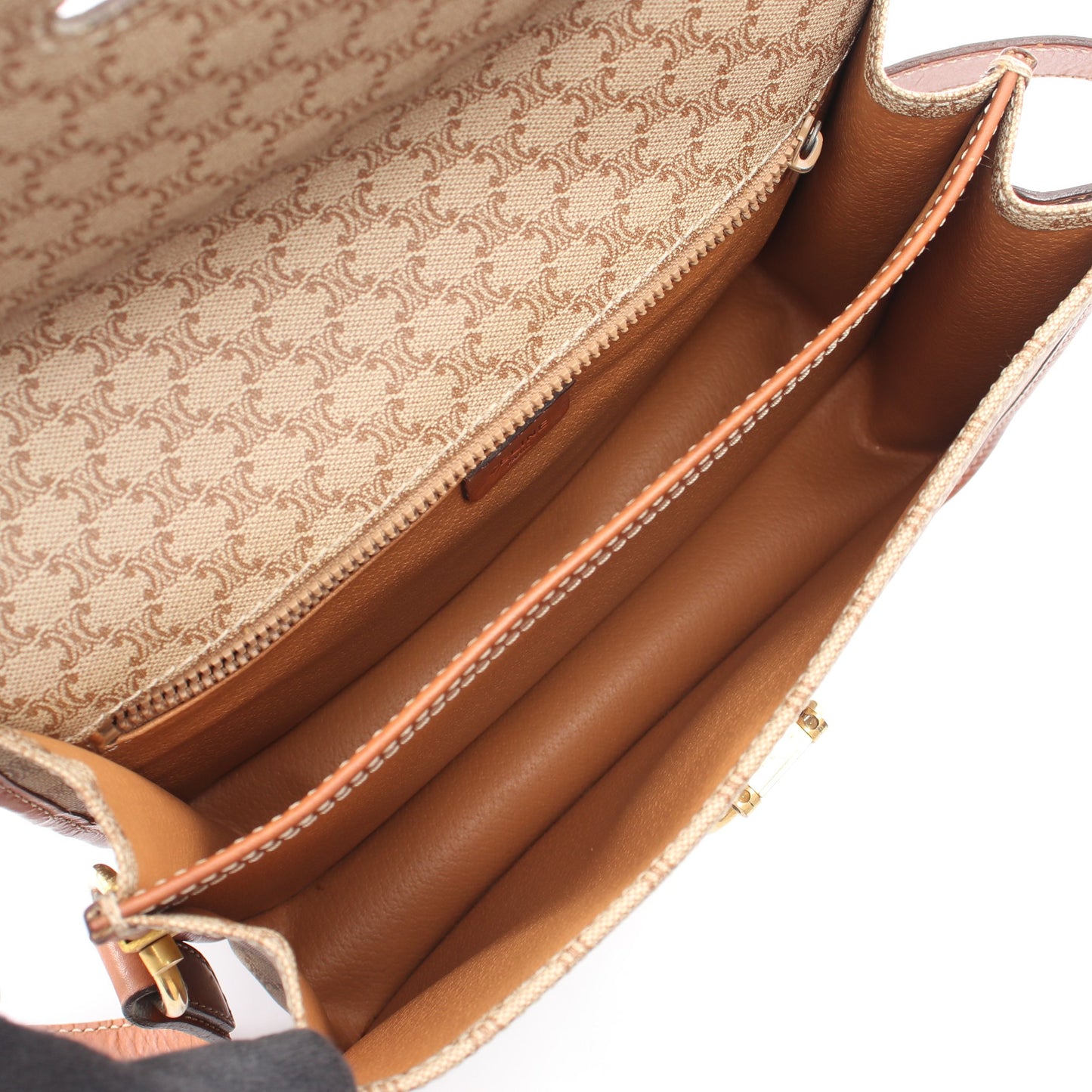マカダム ショルダーバッグ PVC レザー ベージュ ブラウン セリーヌ バッグ CELINE
