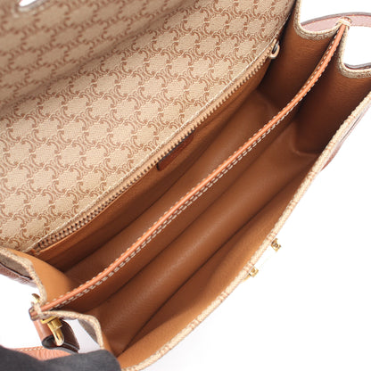マカダム ショルダーバッグ PVC レザー ベージュ ブラウン セリーヌ バッグ CELINE