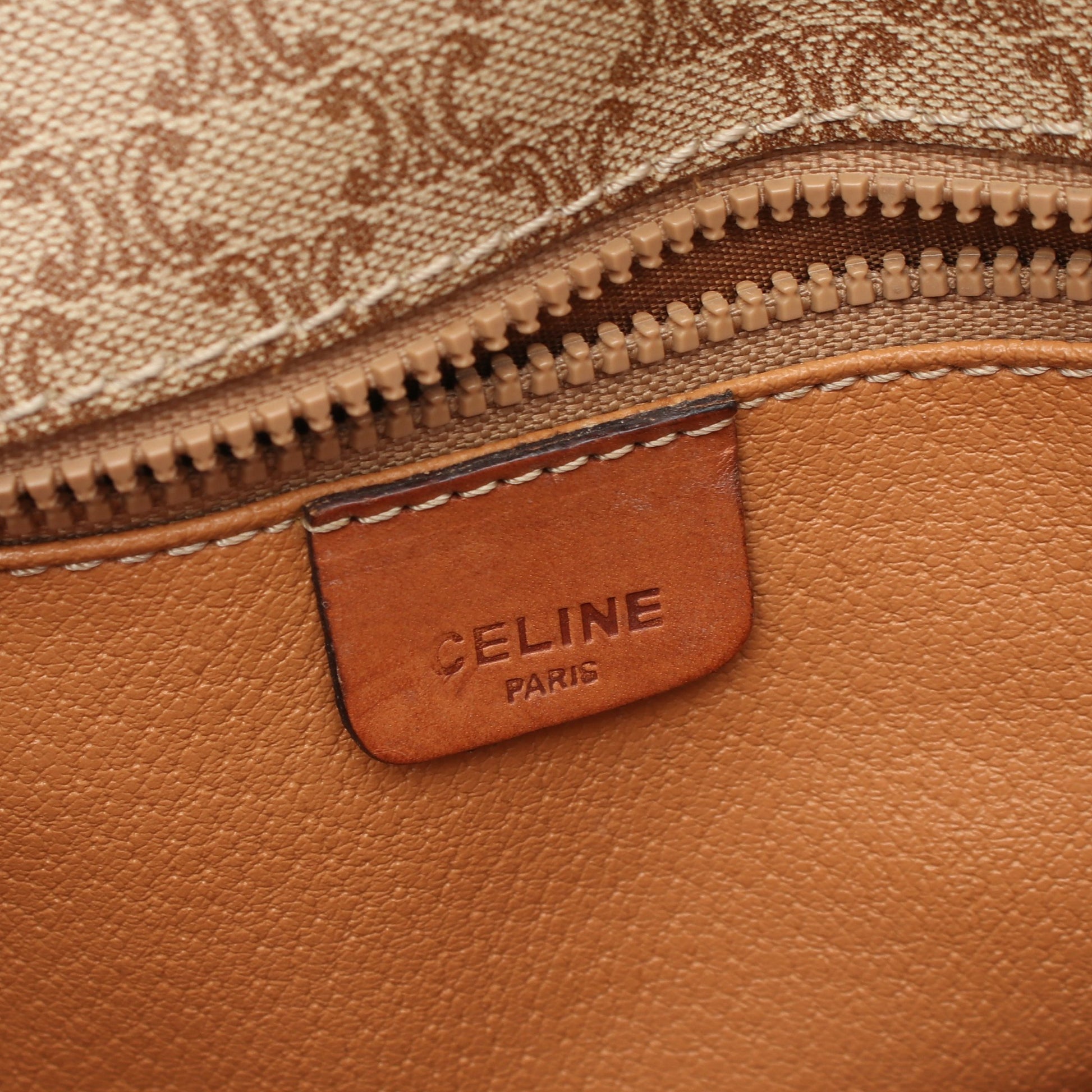 マカダム ショルダーバッグ PVC レザー ベージュ ブラウン セリーヌ バッグ CELINE