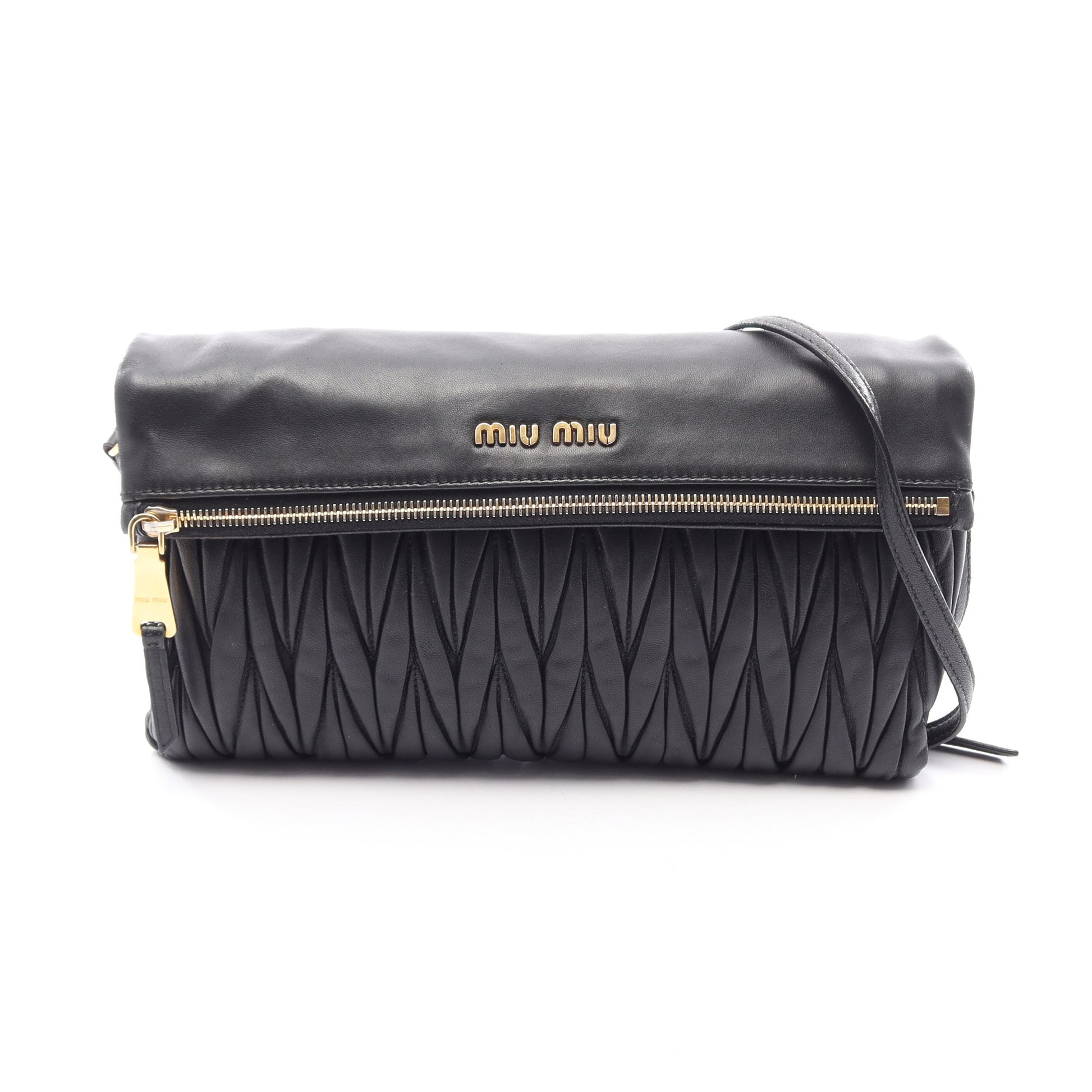 MATELASSE マテラッセ ショルダーバッグ レザー ブラック ミュウミュウ バッグ miu miu