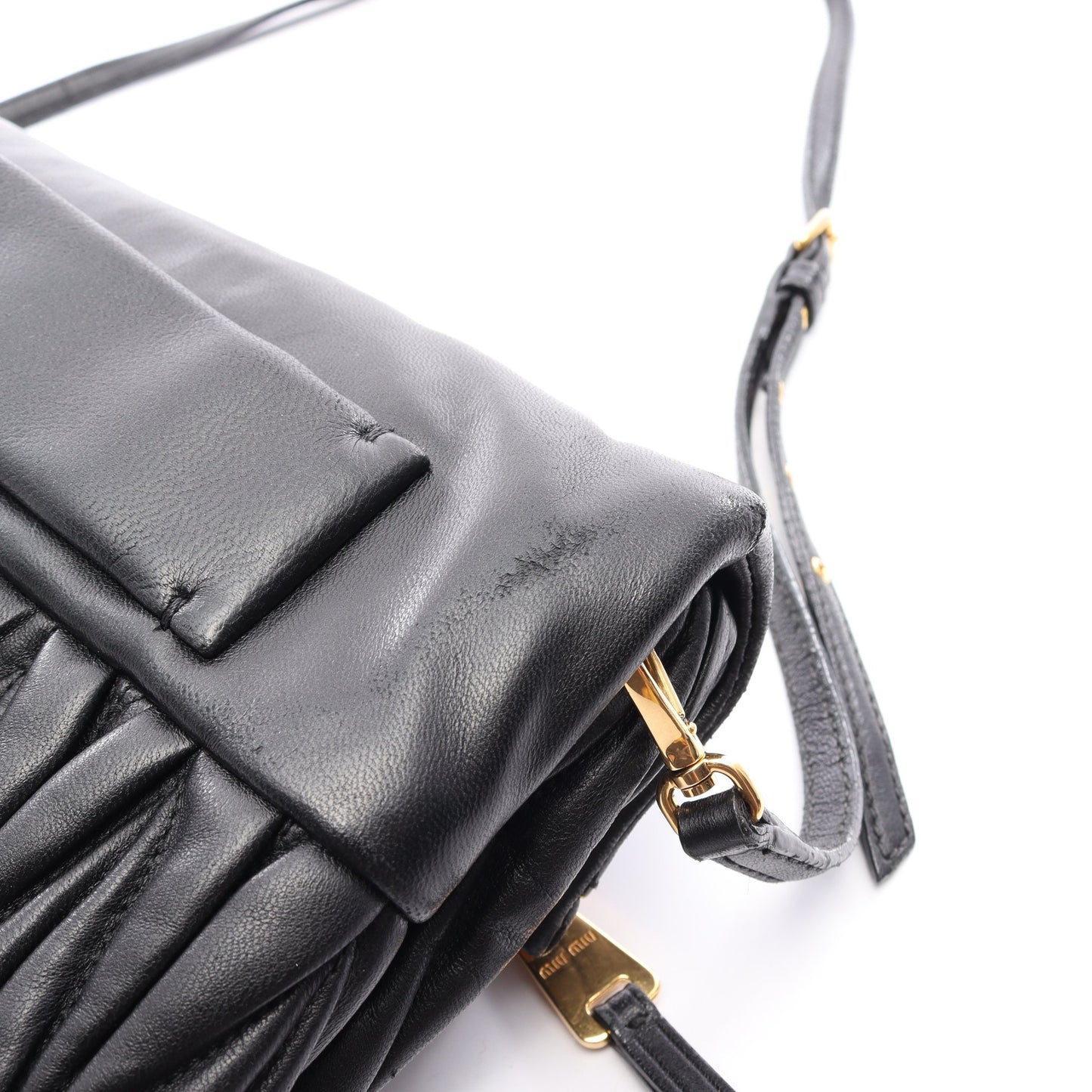 MATELASSE マテラッセ ショルダーバッグ レザー ブラック ミュウミュウ バッグ miu miu