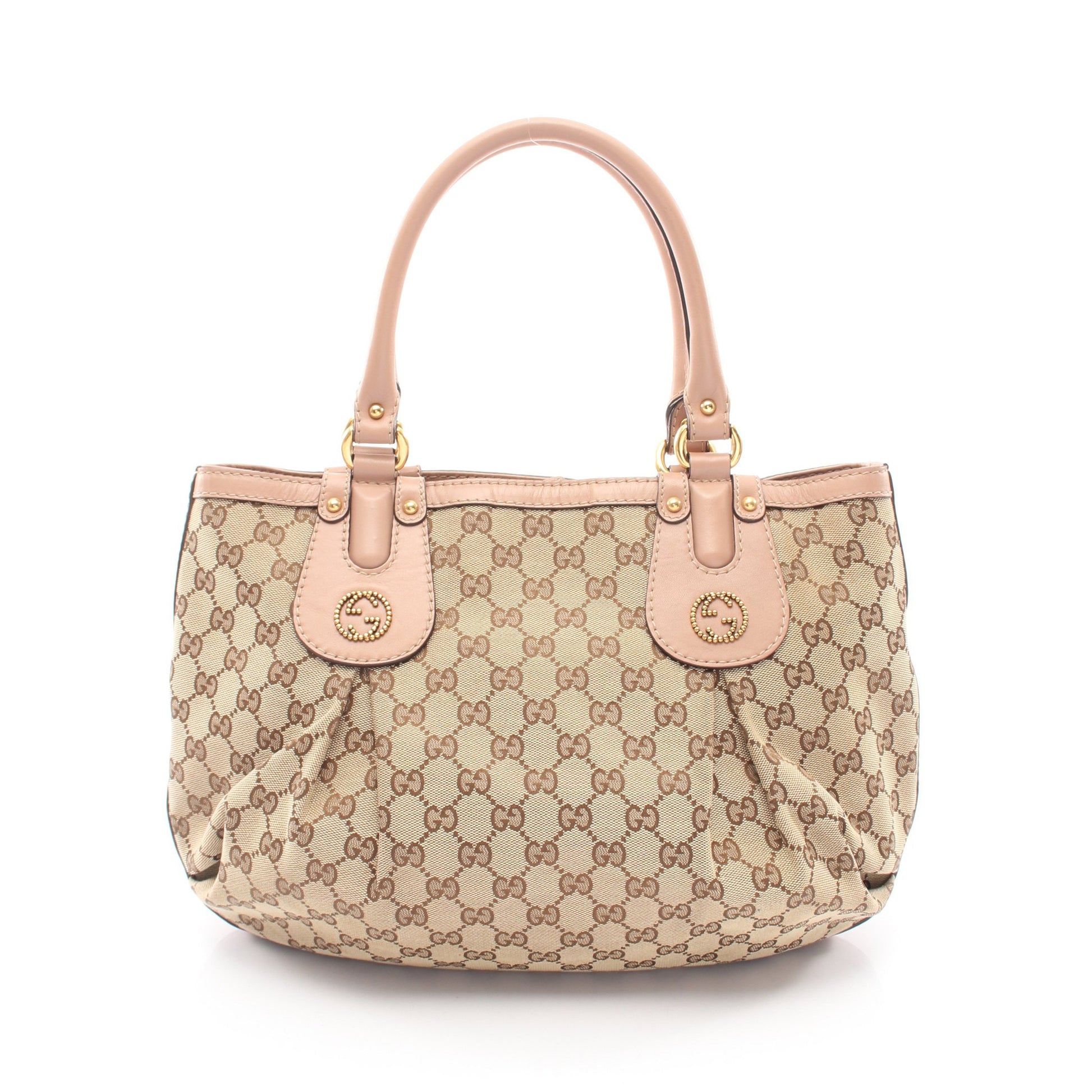 スカーレット ハンドバッグ トートバッグ キャンバス レザー ベージュ ピンクベージュ グッチ バッグ GUCCI
