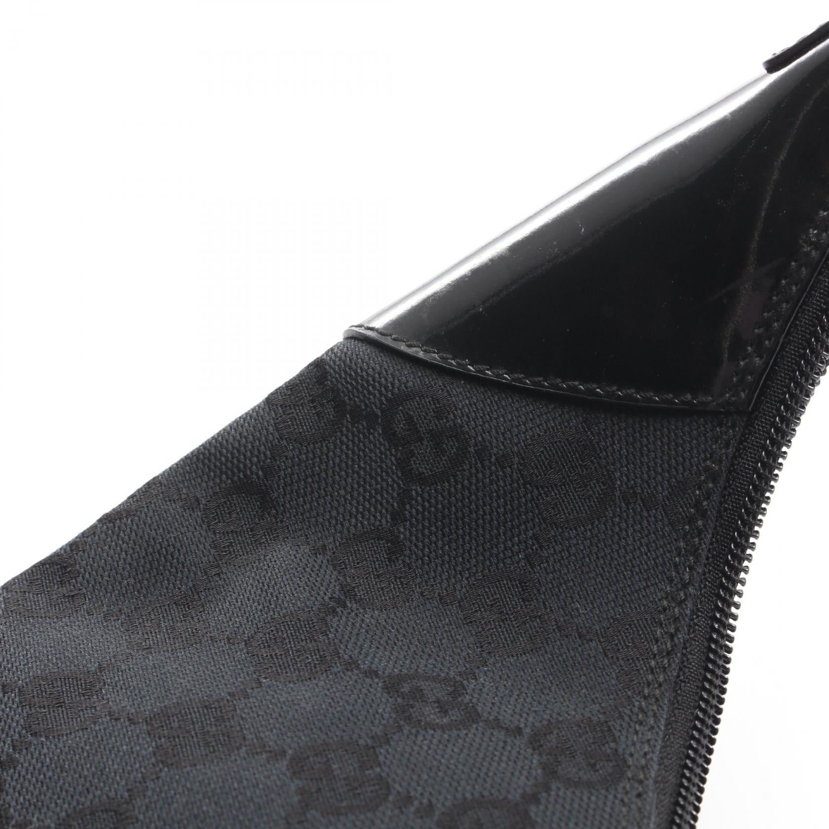 GGキャンバス ワンショルダーバッグ キャンバス エナメルレザー ブラック グッチ バッグ GUCCI
