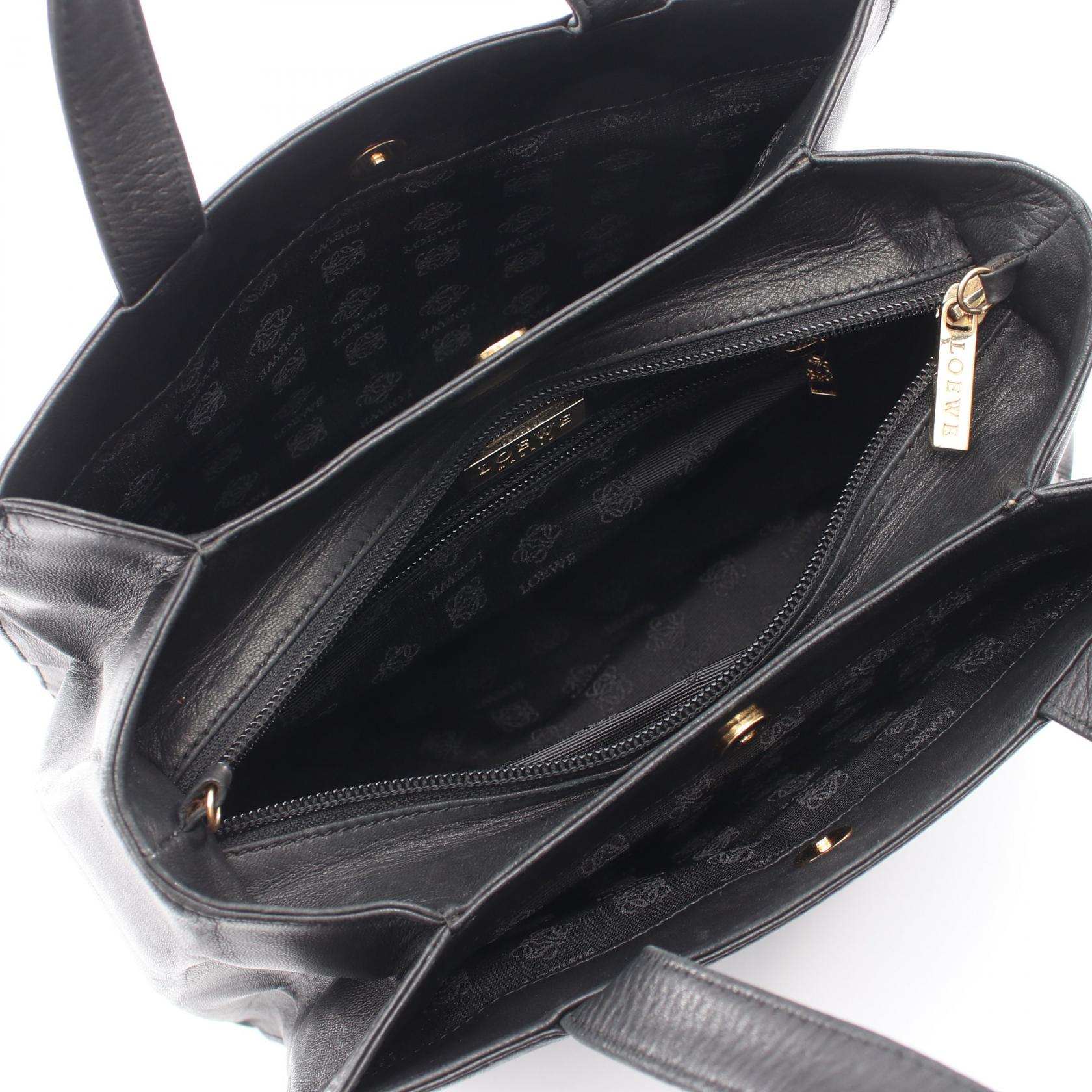 アナグラム 2WAY ハンドバッグ レザー ブラック ロエベ バッグ LOEWE