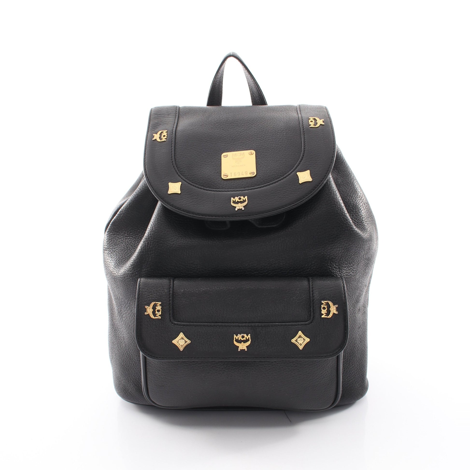 スタッズ バックパック リュックサック レザー ブラック エムシーエム バッグ MCM