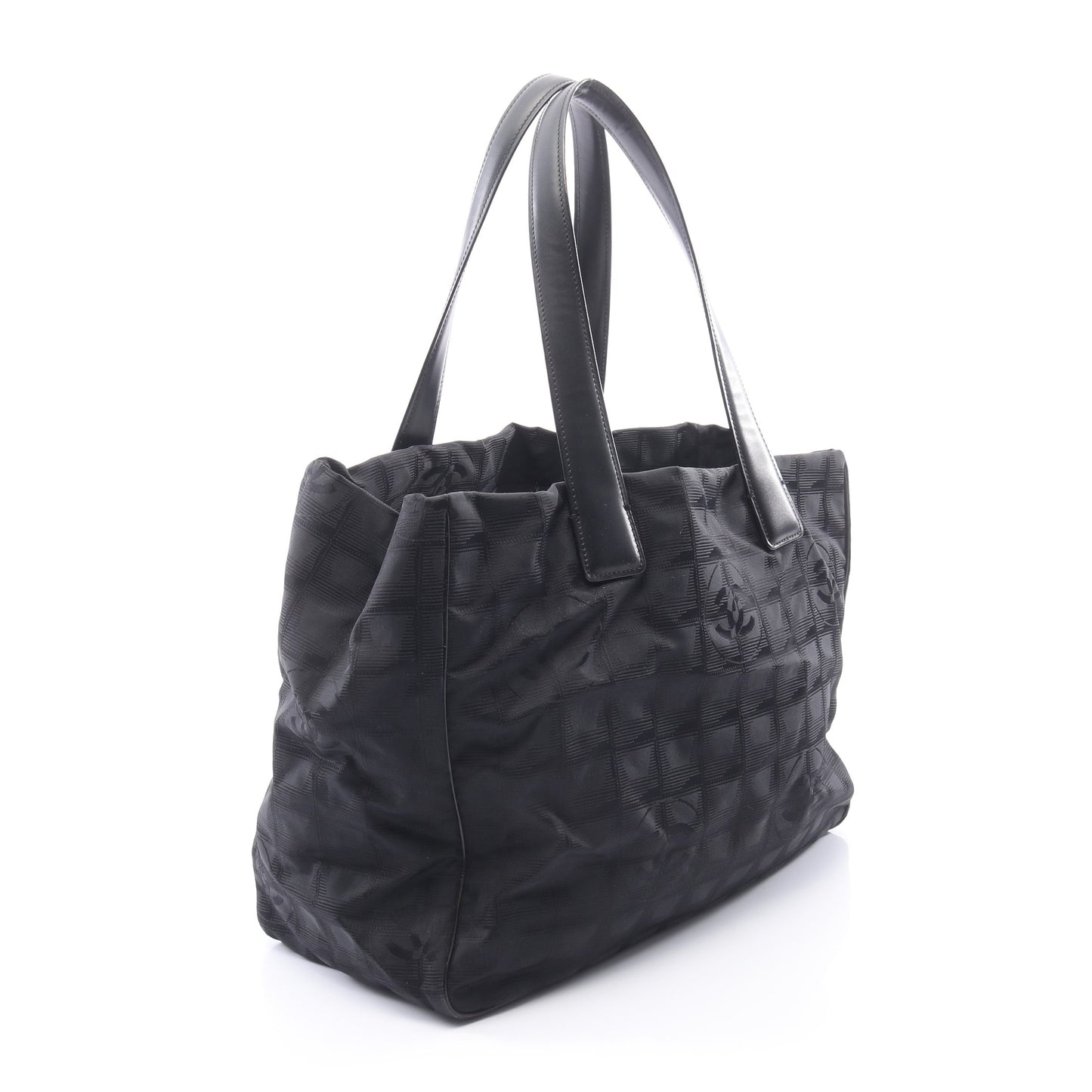 ニュートラベルラインMM ハンドバッグ トートバッグ ナイロンキャンバス レザー ブラック ゴールド金具 シャネル バッグ CHANEL
