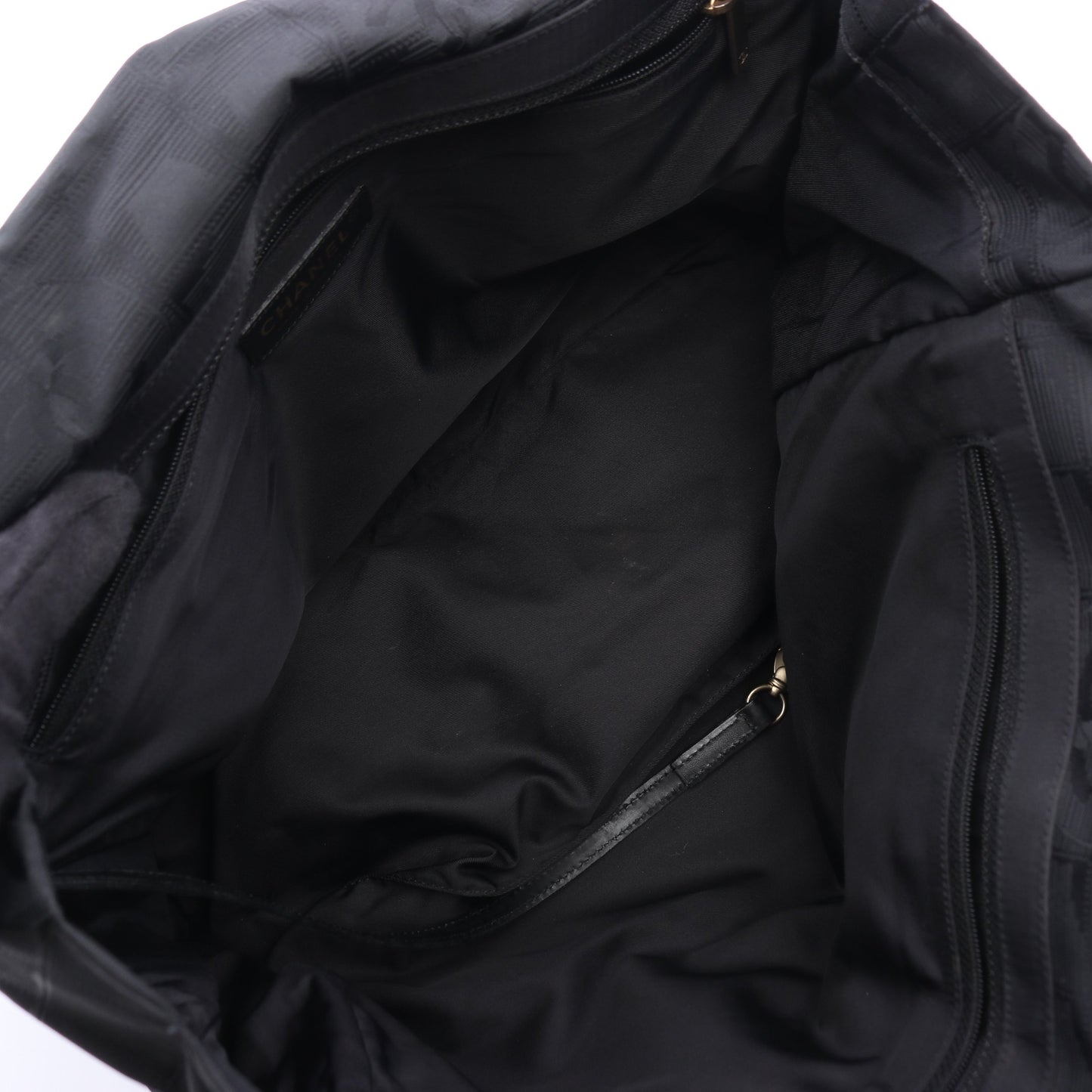 ニュートラベルラインMM ハンドバッグ トートバッグ ナイロンキャンバス レザー ブラック ゴールド金具 シャネル バッグ CHANEL