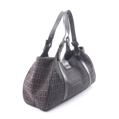 ズッキーノ ハンドバッグ キャンバス レザー ダークブラウン ブラック フェンディ バッグ FENDI