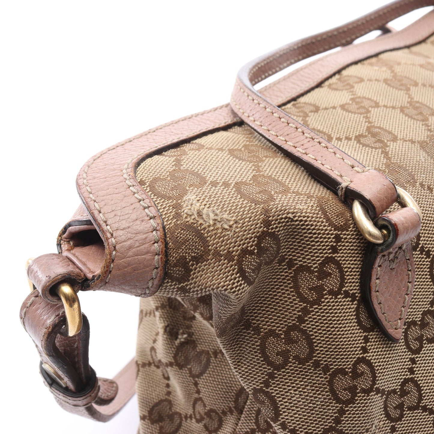 ブリー GGキャンバス 2WAY ハンドバッグ キャンバス レザー ベージュ ピンクベージュ グッチ バッグ GUCCI