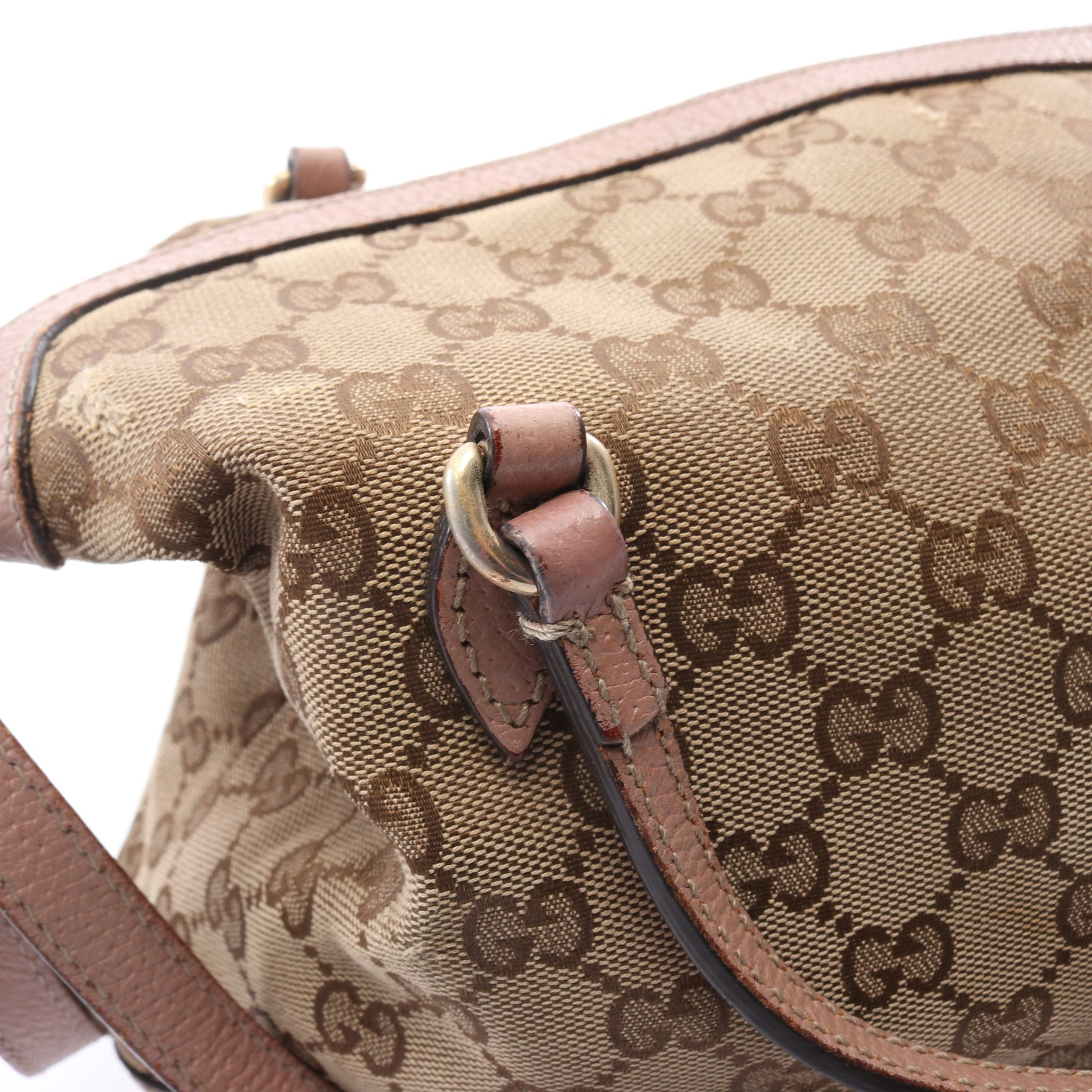 ブリー GGキャンバス 2WAY ハンドバッグ キャンバス レザー ベージュ ピンクベージュ グッチ バッグ GUCCI
