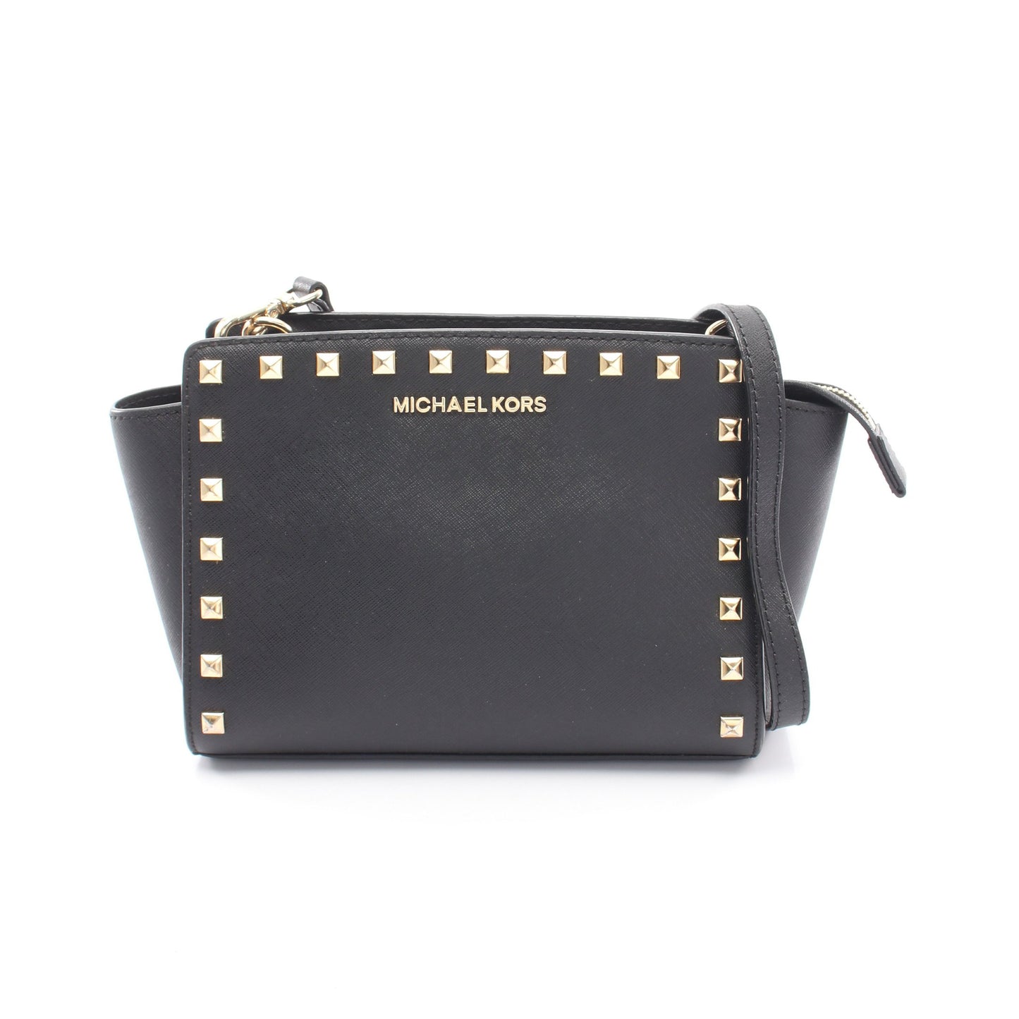 SELMA SUTUDDED MEDIUM MESSENGER セルマ スタッズ ショルダーバッグ レザー ブラック マイケルコース バッグ MICHAEL KORS