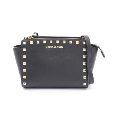 SELMA SUTUDDED MEDIUM MESSENGER セルマ スタッズ ショルダーバッグ レザー ブラック マイケルコース バッグ MICHAEL KORS