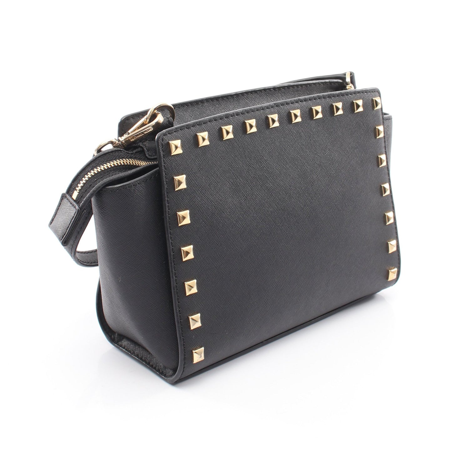 SELMA SUTUDDED MEDIUM MESSENGER セルマ スタッズ ショルダーバッグ レザー ブラック マイケルコース バッグ MICHAEL KORS