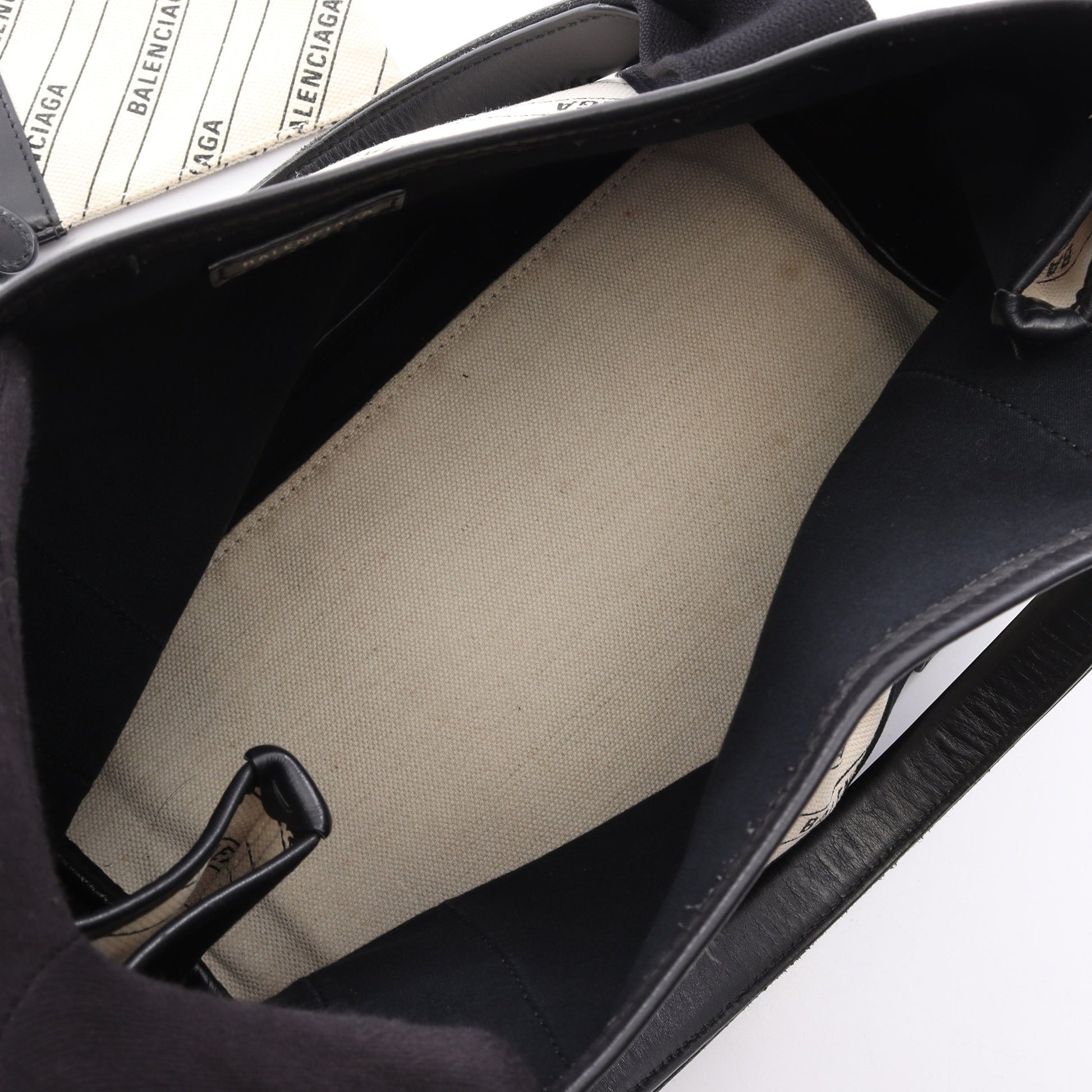 NAVY CABAS S ネイビーカバ ハンドバッグ トートバッグ キャンバス レザー アイボリー ブラック バレンシアガ バッグ BALENCIAGA