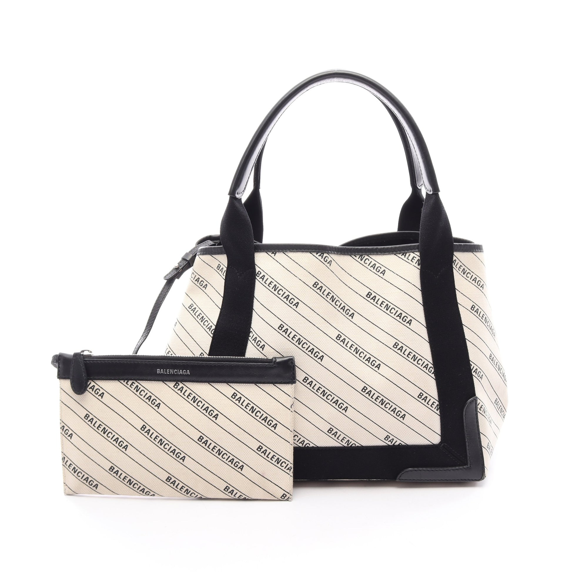 NAVY CABAS S ネイビーカバ ハンドバッグ トートバッグ キャンバス レザー アイボリー ブラック バレンシアガ バッグ BALENCIAGA