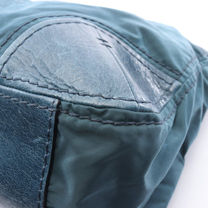 TESSUTO + VITELLO ワンショルダーバッグ ナイロン レザー ブルーグリーン プラダ バッグ PRADA