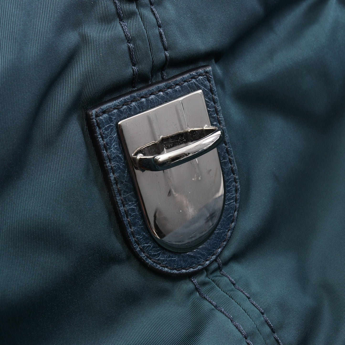 TESSUTO + VITELLO ワンショルダーバッグ ナイロン レザー ブルーグリーン プラダ バッグ PRADA