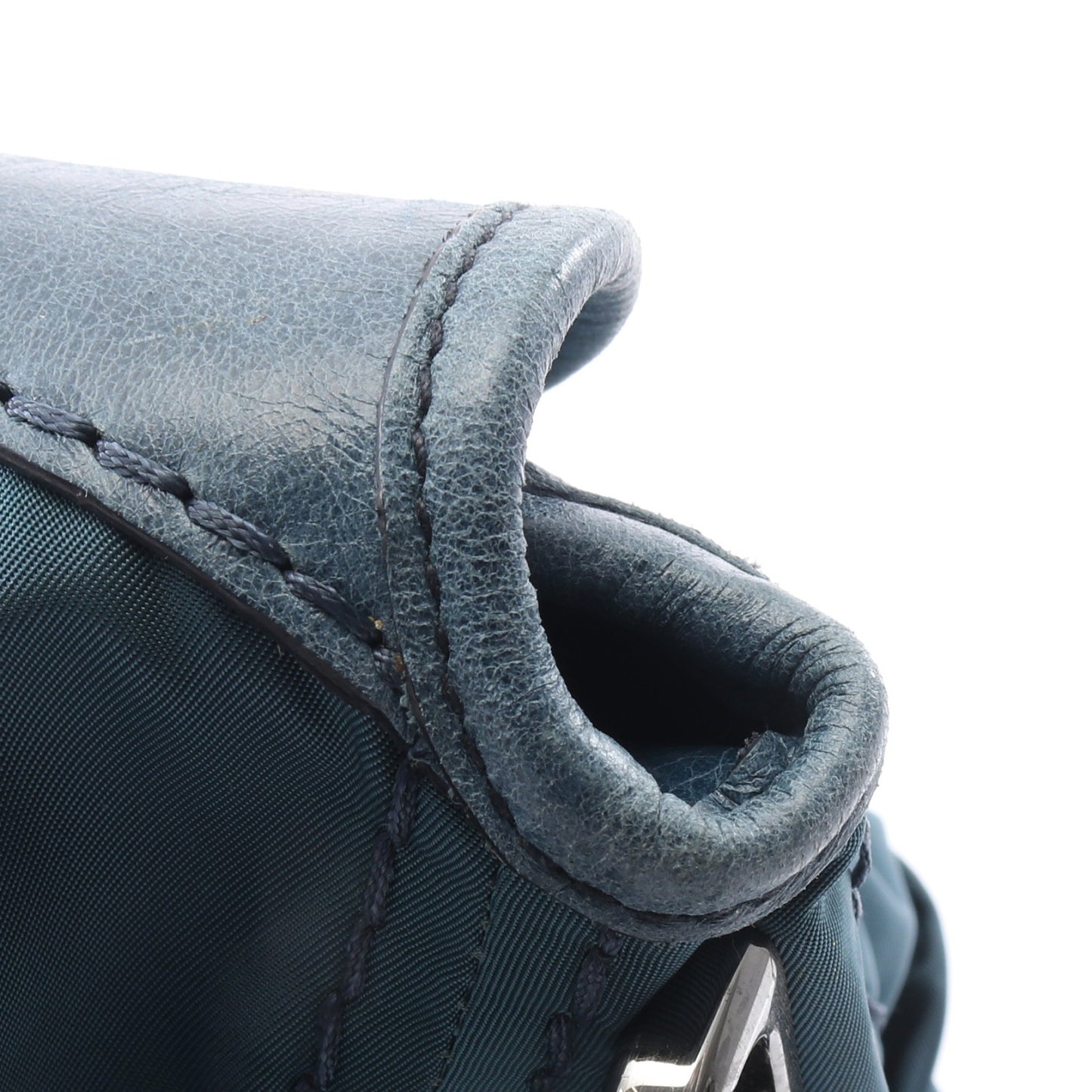 TESSUTO + VITELLO ワンショルダーバッグ ナイロン レザー ブルーグリーン プラダ バッグ PRADA