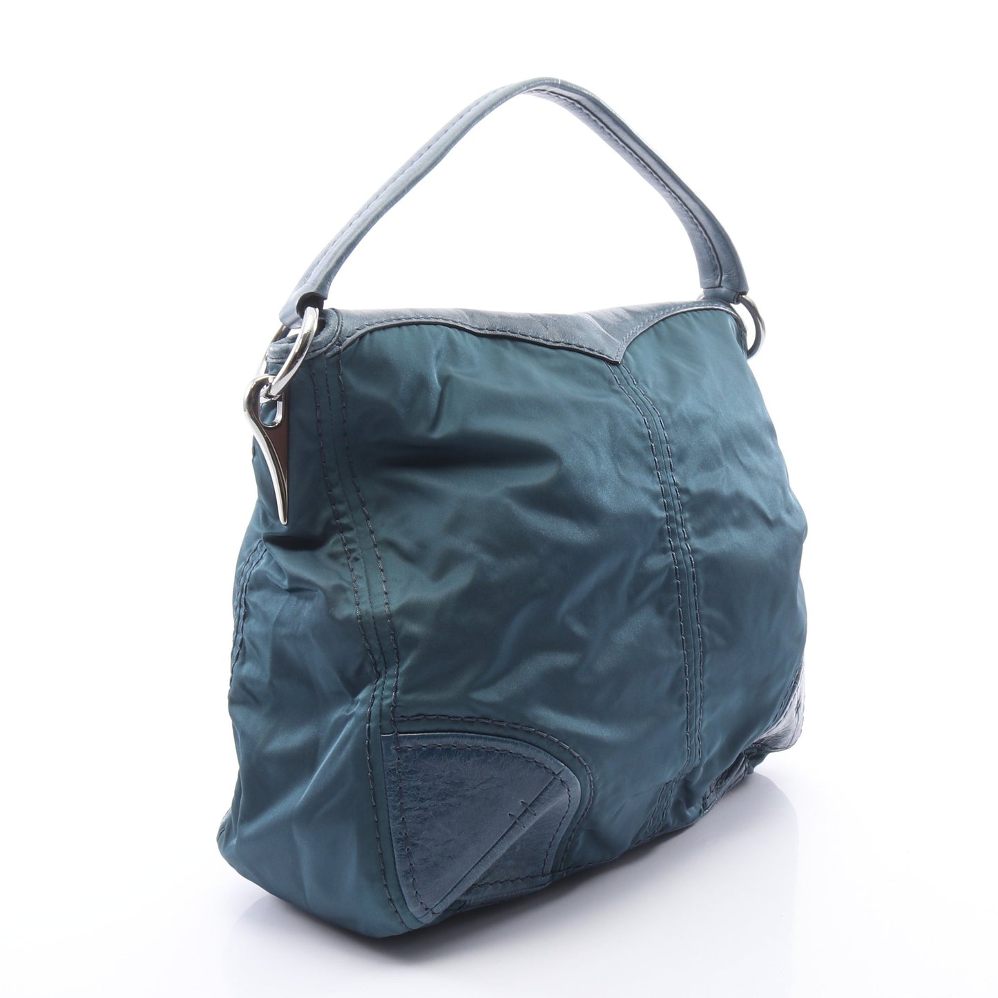 TESSUTO + VITELLO ワンショルダーバッグ ナイロン レザー ブルーグリーン プラダ バッグ PRADA