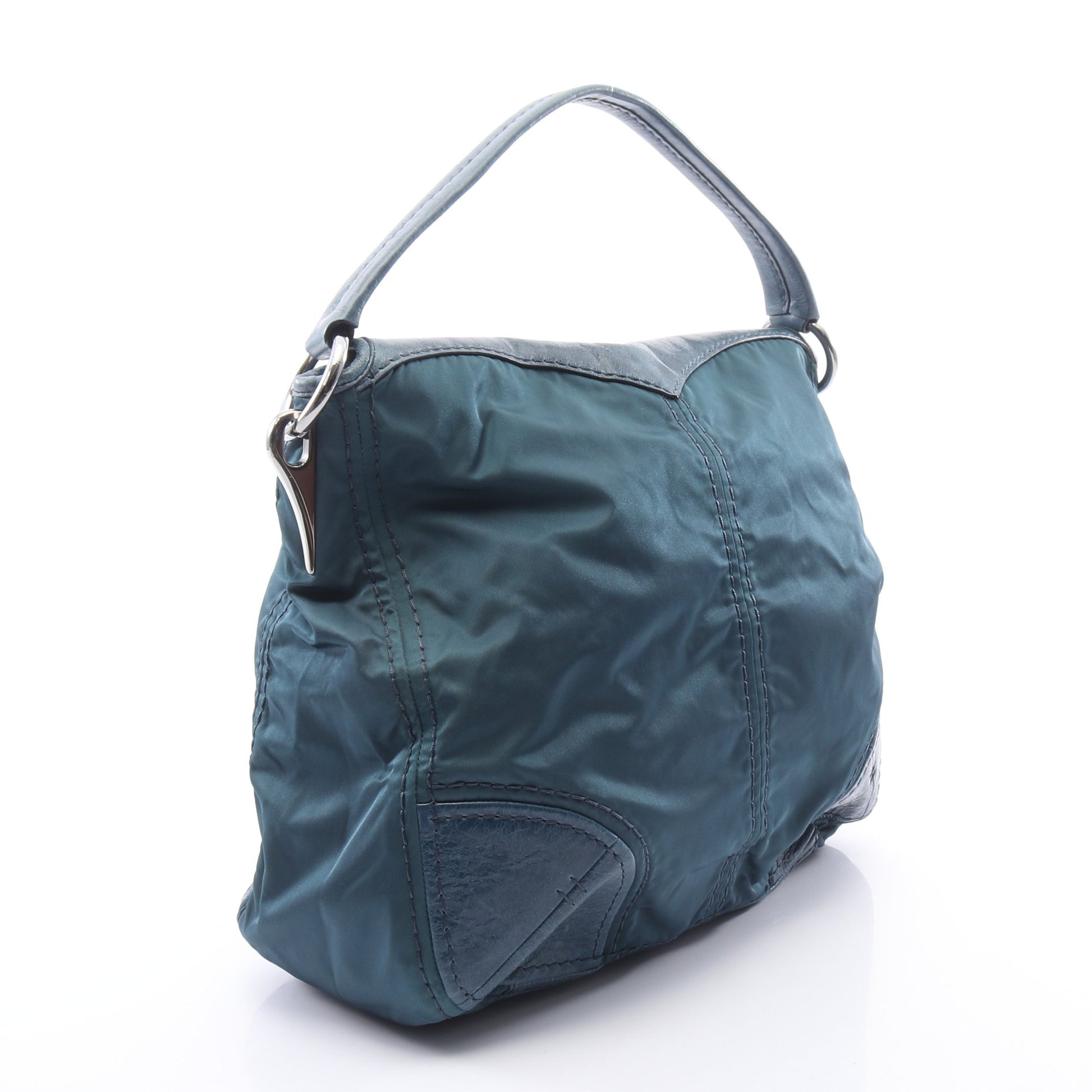 TESSUTO + VITELLO ワンショルダーバッグ ナイロン レザー ブルーグリーン プラダ バッグ PRADA