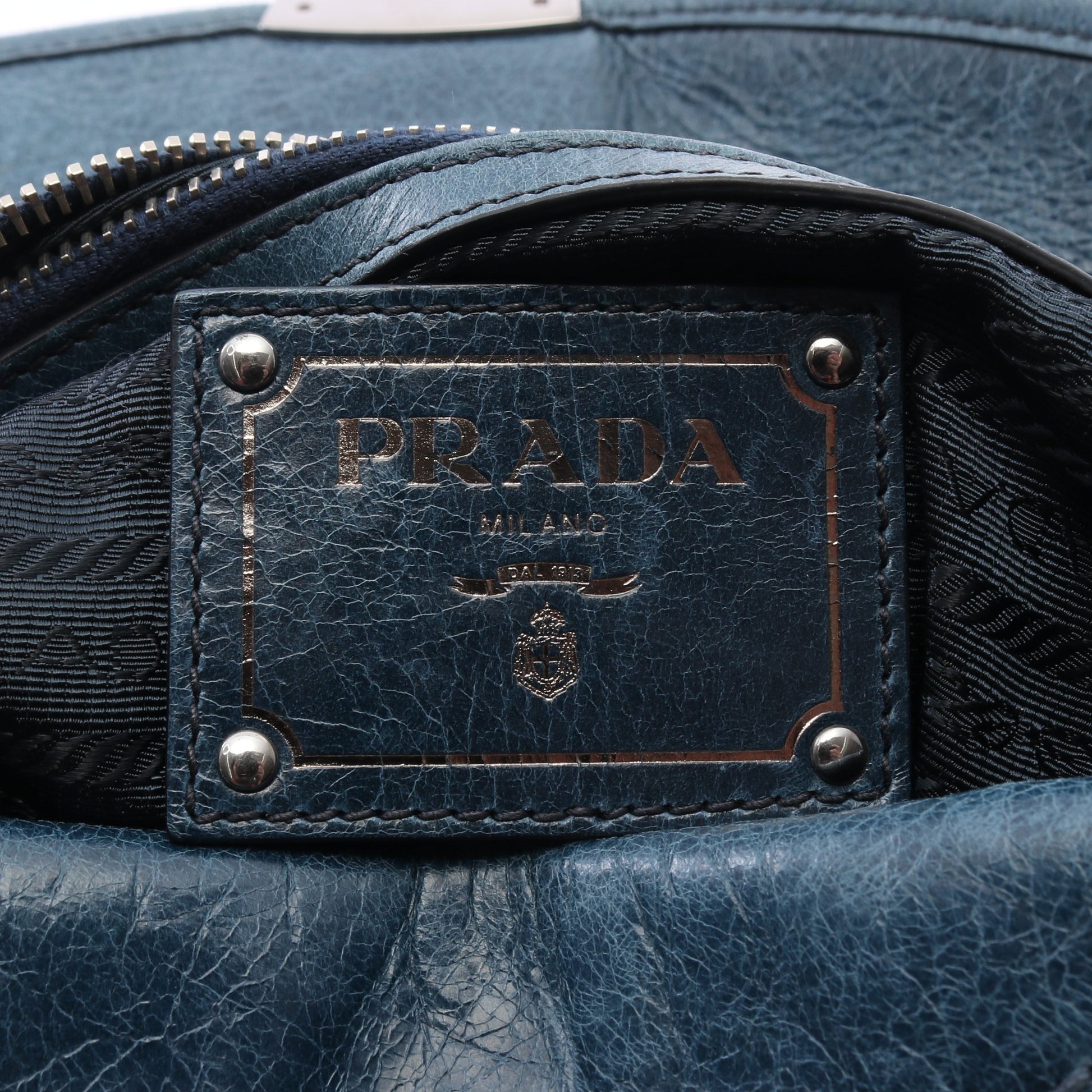 TESSUTO + VITELLO ワンショルダーバッグ ナイロン レザー ブルーグリーン プラダ バッグ PRADA
