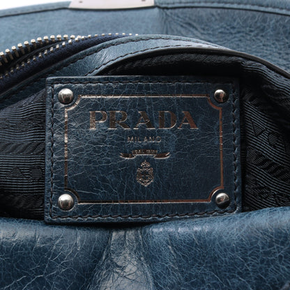 TESSUTO + VITELLO ワンショルダーバッグ ナイロン レザー ブルーグリーン プラダ バッグ PRADA