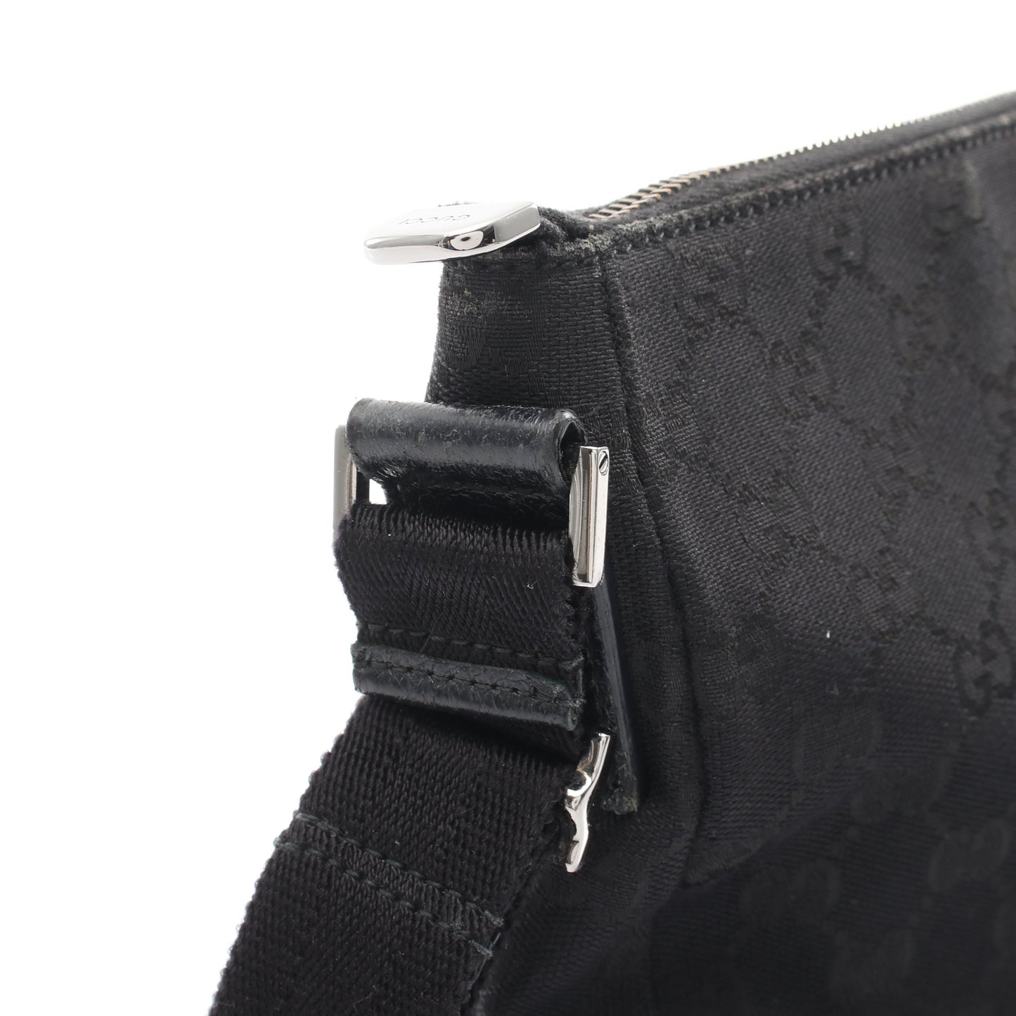 GGキャンバス ショルダーバッグ キャンバス レザー ブラック グッチ バッグ GUCCI
