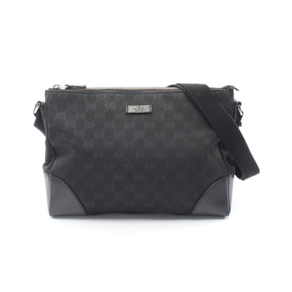GGキャンバス ショルダーバッグ キャンバス レザー ブラック グッチ バッグ GUCCI