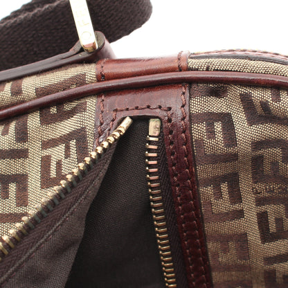 ズッキーノ ショルダーバッグ キャンバス レザー ベージュ ブラウン フェンディ バッグ FENDI