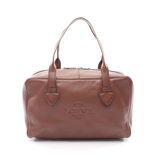 ヘリテージ ミニボストンバッグ レザー ブラウン ロエベ バッグ LOEWE