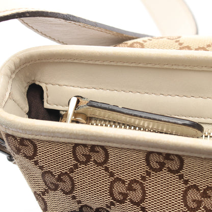 GGキャンバス ショルダーバッグ キャンバス レザー ベージュ オフホワイト グッチ バッグ GUCCI