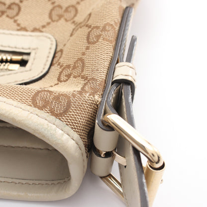 GGキャンバス ショルダーバッグ キャンバス レザー ベージュ オフホワイト グッチ バッグ GUCCI