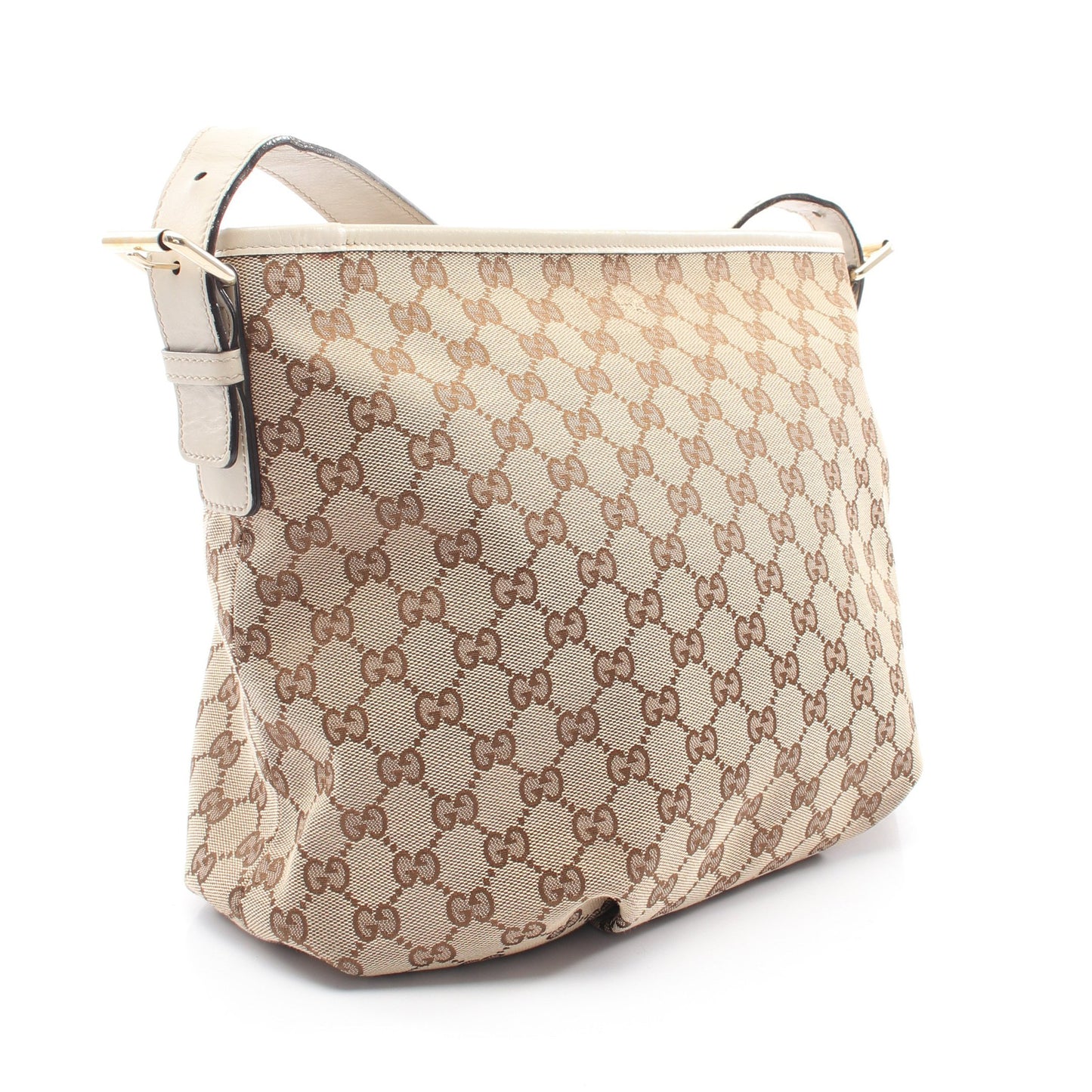 GGキャンバス ショルダーバッグ キャンバス レザー ベージュ オフホワイト グッチ バッグ GUCCI