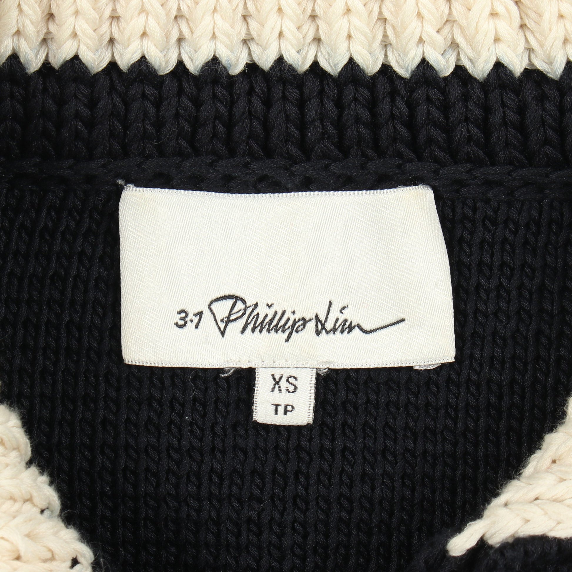 ニット 襟付き バイカラー プルオーバーパーカー コットン ネイビー スリーワンフィリップリム トップス 3.1 Phillip Lim