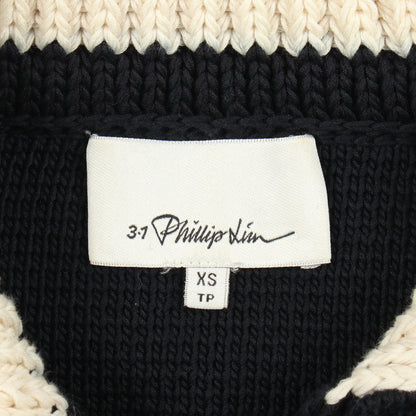 ニット 襟付き バイカラー プルオーバーパーカー コットン ネイビー スリーワンフィリップリム トップス 3.1 Phillip Lim