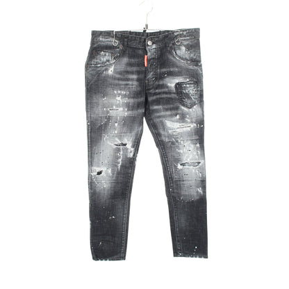 SKATER JEANS ダメージ加工 デニムパンツ コットン ダークグレー ディースクエアード