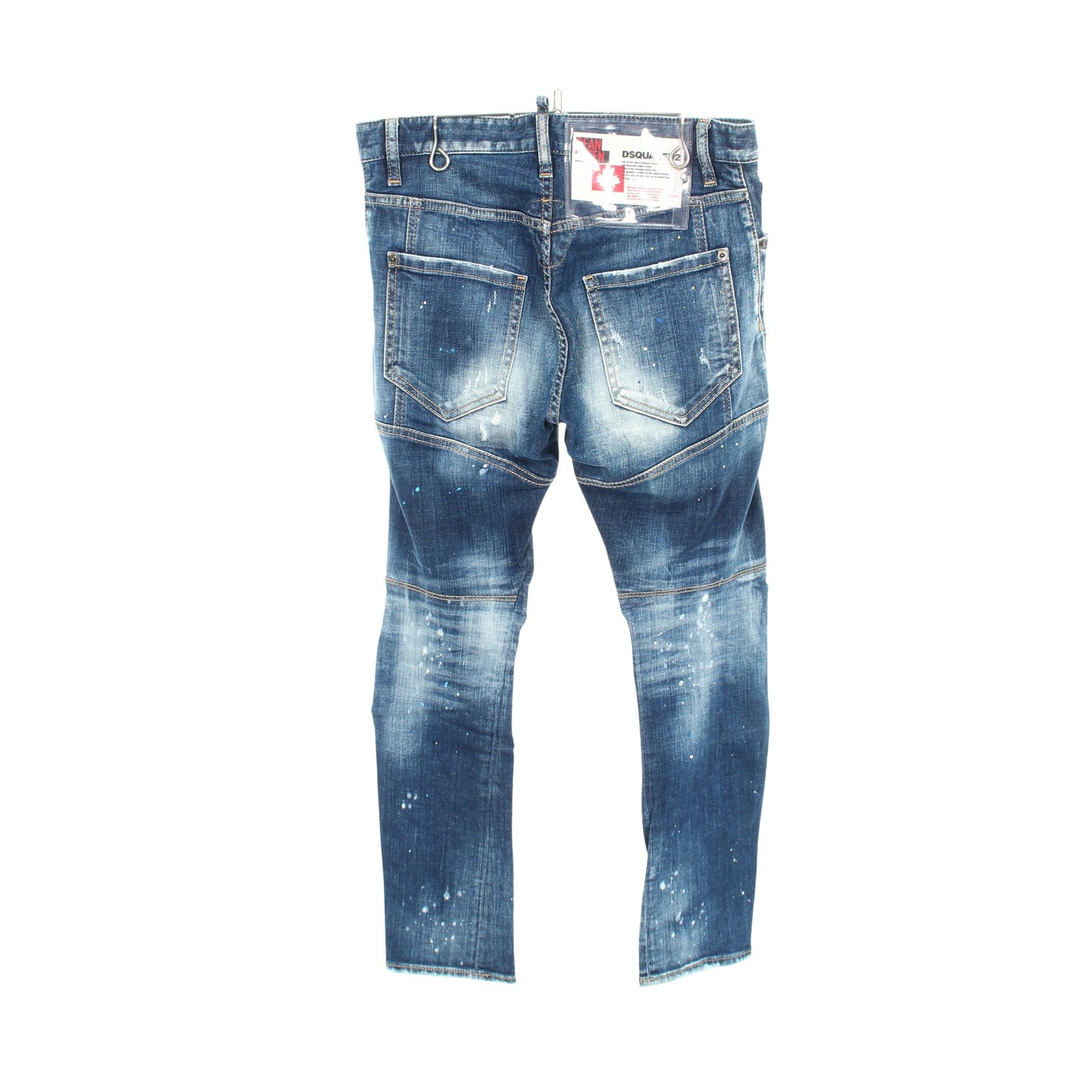 TIDY BIKER JEAN スキニー ダメージ加工 ペイント加工 ボタンフライ デニムパンツ コットン インディゴブルー ディースクエアード