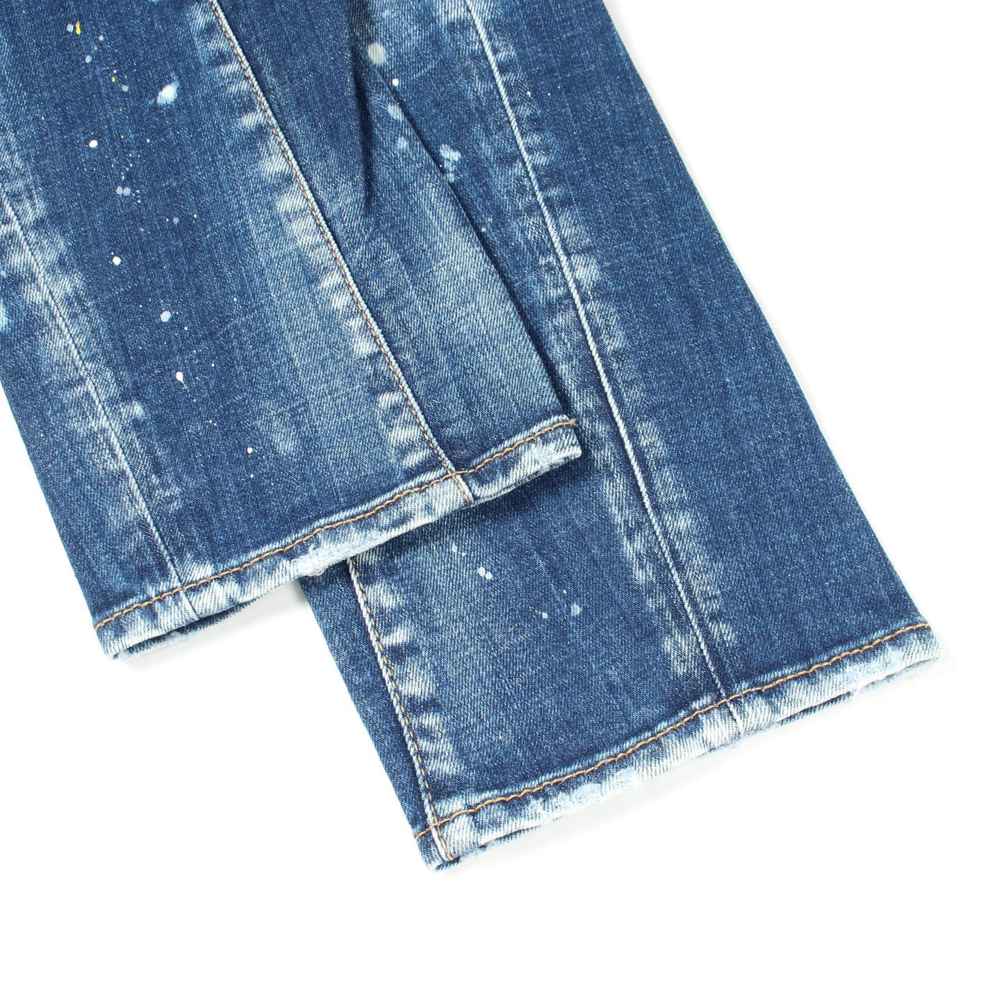 TIDY BIKER JEAN スキニー ダメージ加工 ペイント加工 ボタンフライ デニムパンツ コットン インディゴブルー ディースクエアード