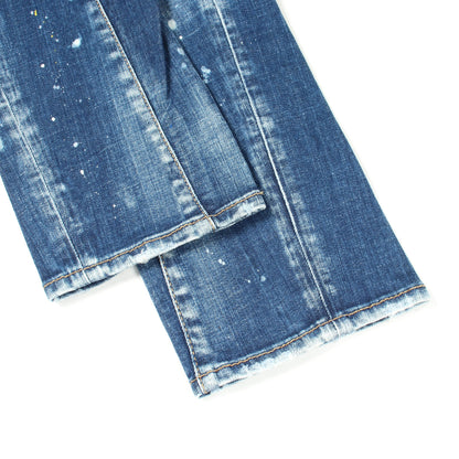 TIDY BIKER JEAN スキニー ダメージ加工 ペイント加工 ボタンフライ デニムパンツ コットン インディゴブルー ディースクエアード