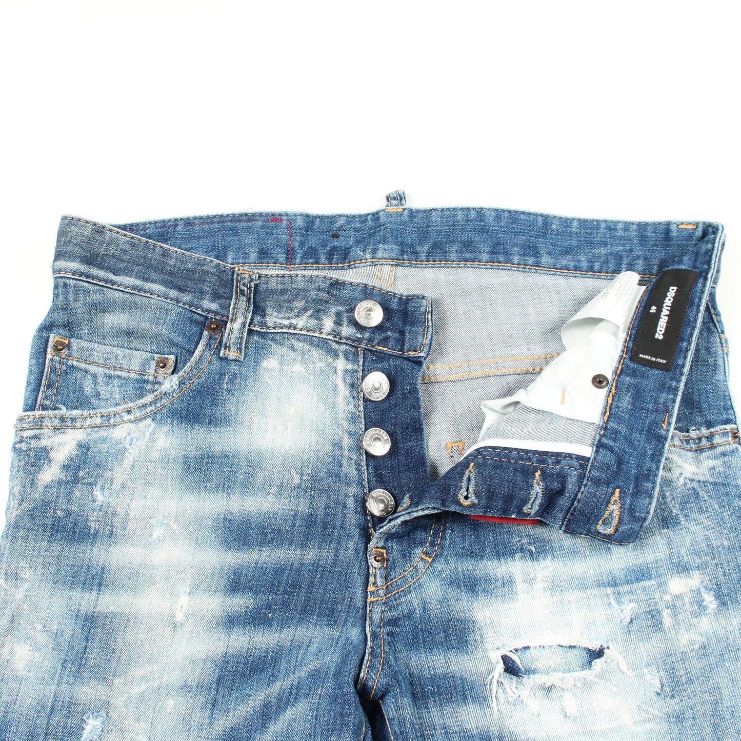 SKATER JEANS ダメージ加工 デニムパンツ コットン インディゴブルー ディースクエアード