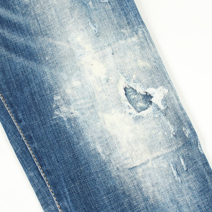 SKATER JEANS ダメージ加工 デニムパンツ コットン インディゴブルー ディースクエアード