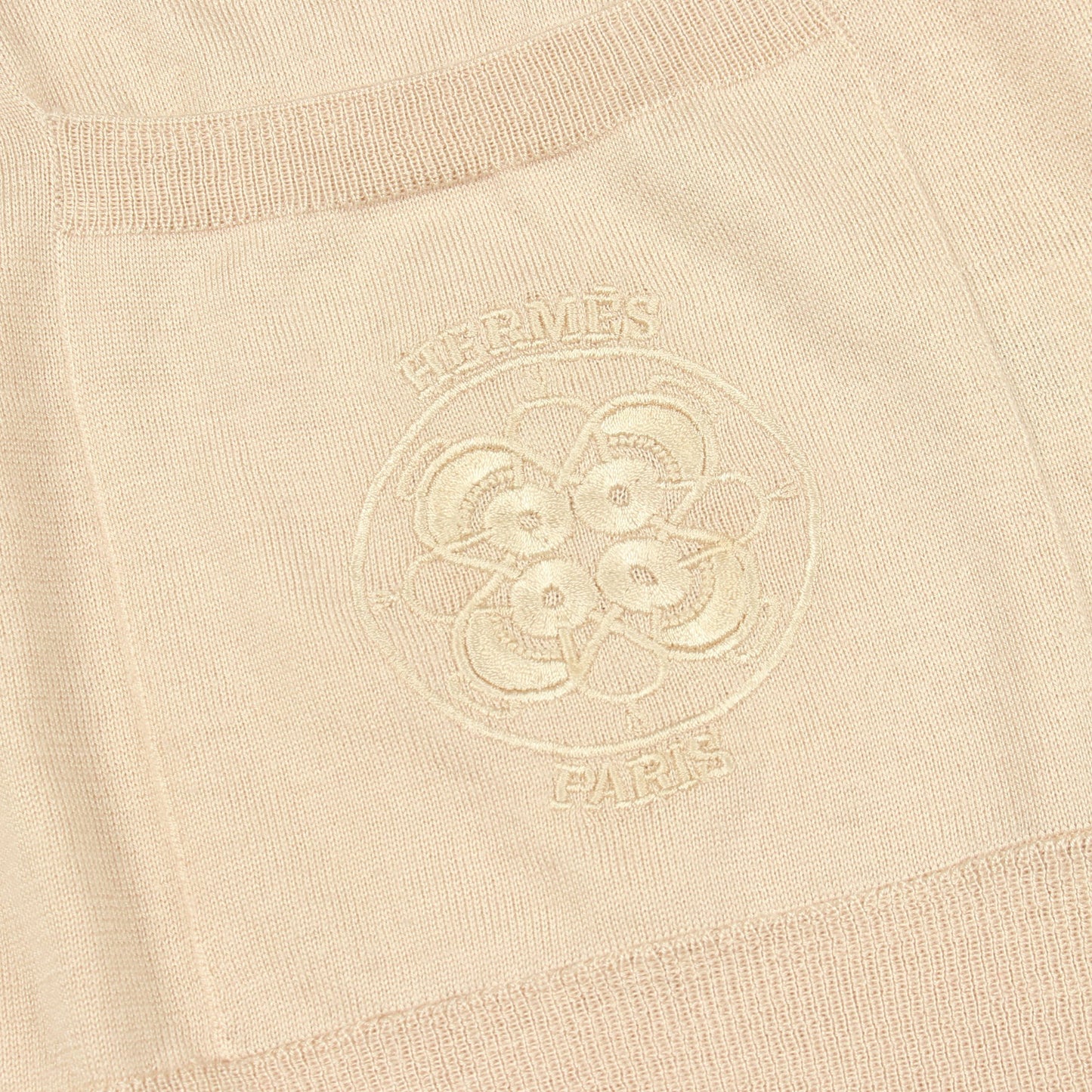 ロゴ刺繍 ロング カーディガン カシミヤ シルク ベージュ エルメス