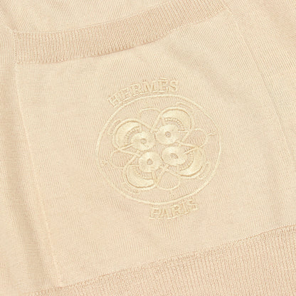 ロゴ刺繍 ロング カーディガン カシミヤ シルク ベージュ エルメス
