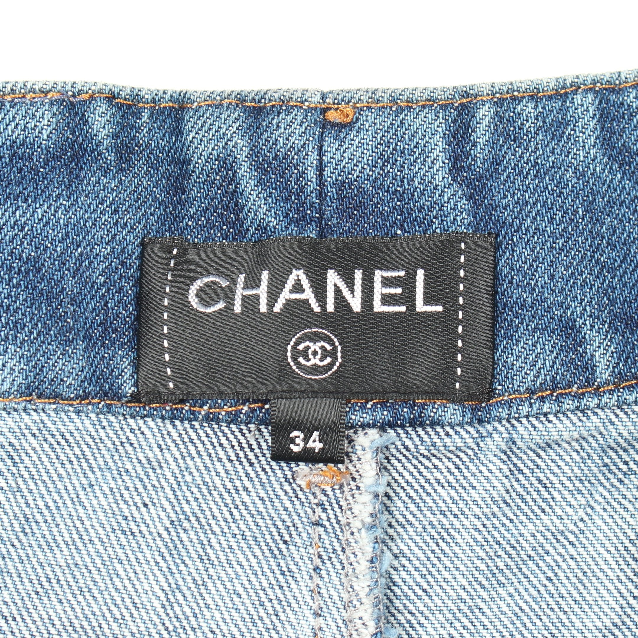 CHANEL 未使用品　デニムショートパンツ ココマークボタン ココマークボタン ショート デニムパンツ コットン ブルー シャネル